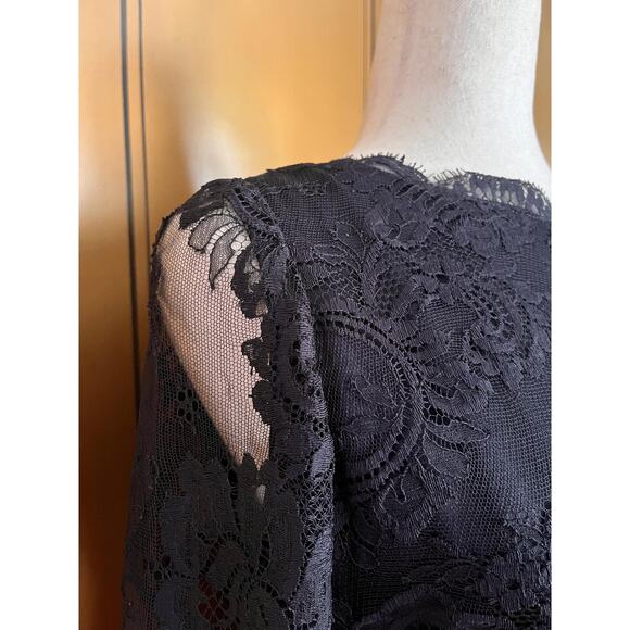 Vintage cocktail dress in black lace and gold silk, size M - Picture 8 of 9